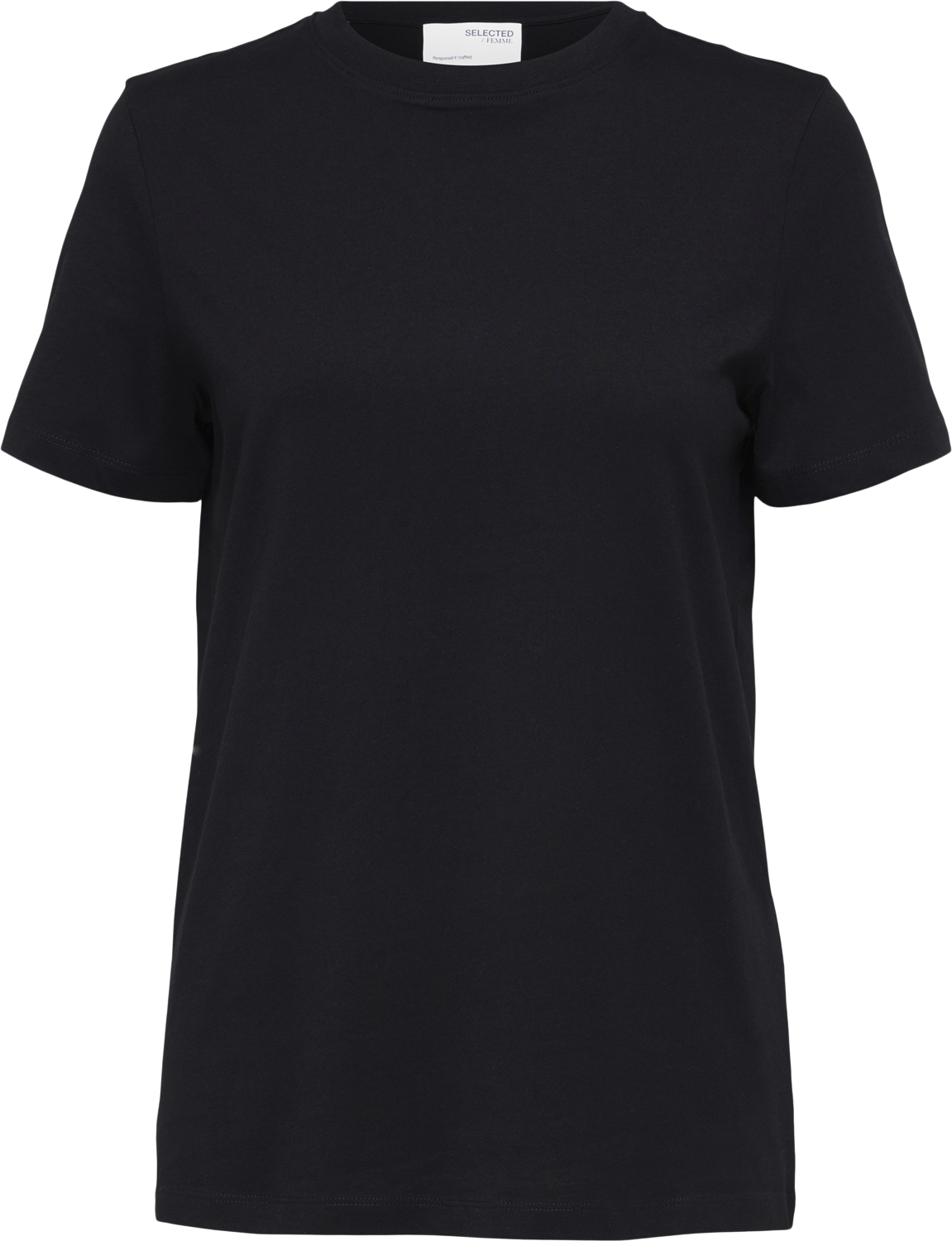 Trendy sort T-shirt med O-hals fra Selected Femme