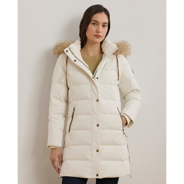 Satin Finish Dunjakke fra Lauren Ralph Lauren - Cream