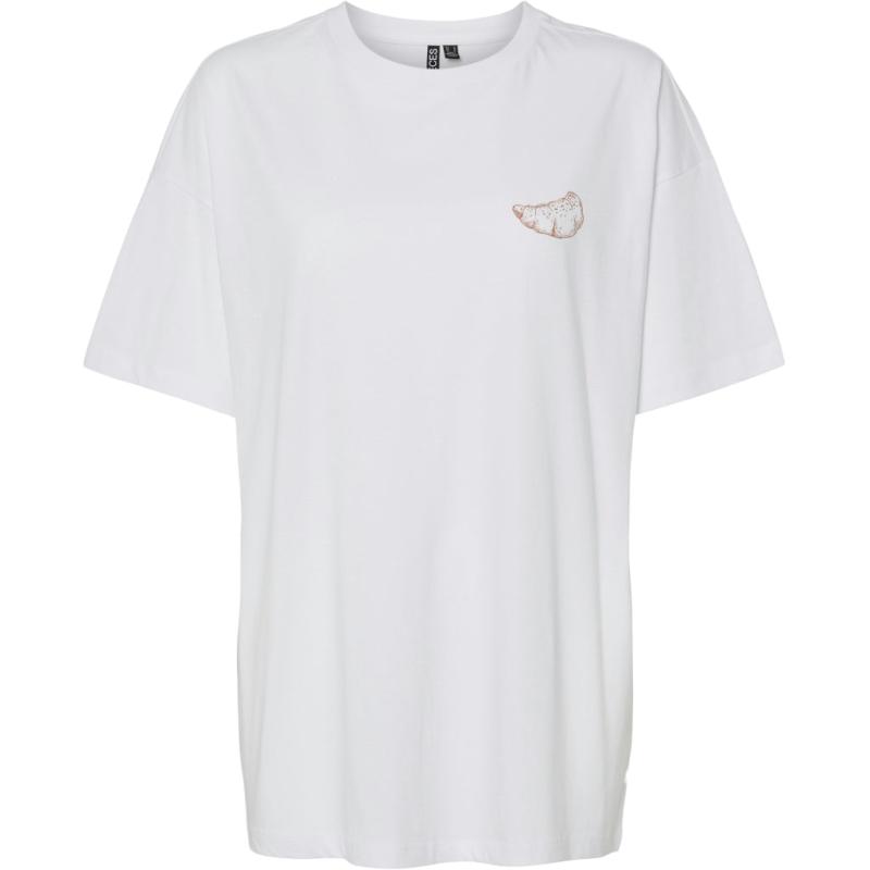 Sej T-shirt med print - Pctrixie Bright White fra Pieces